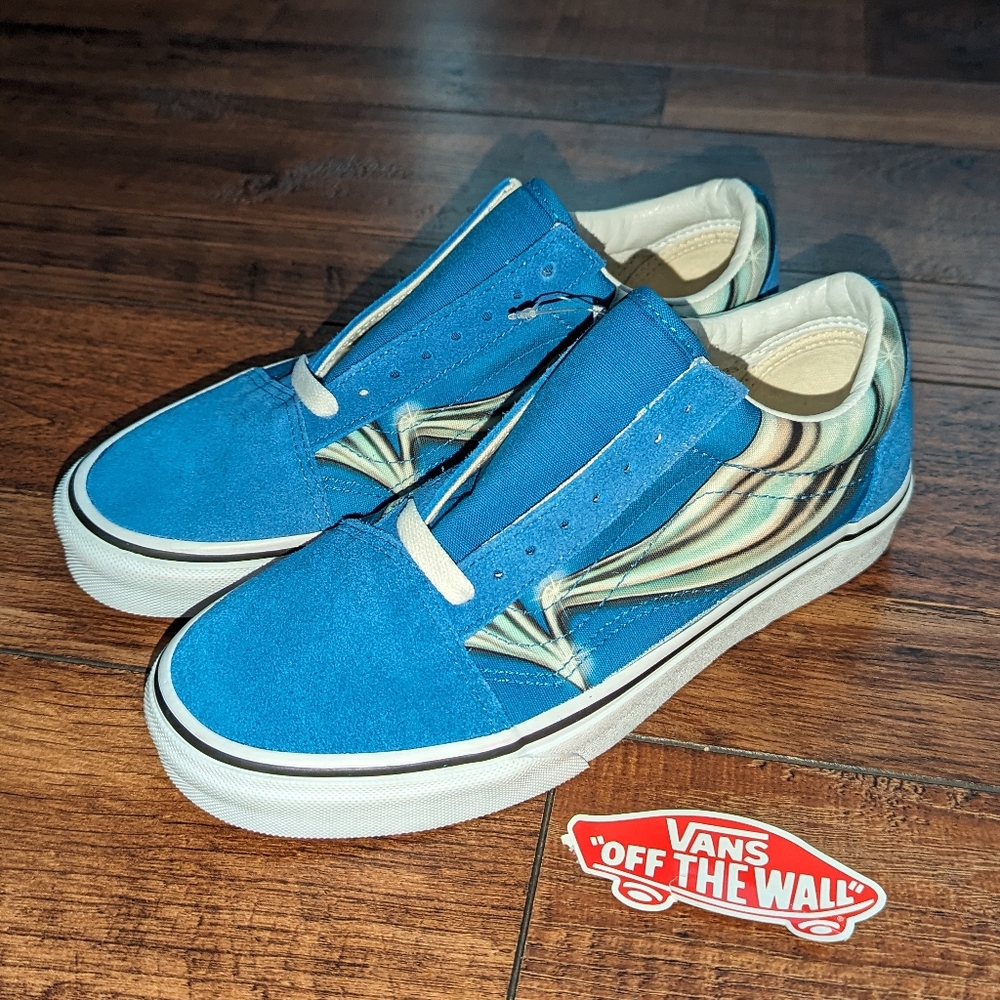 NEW Womens Vans Old Skool Warp Nebulas Blue Chrome Sneaker Shoes Size 8